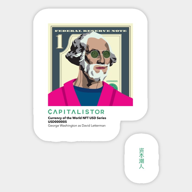 USD000005 - George Washington as David Letterman Sticker by Capitalistor